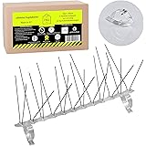 FRU Edelstahl Taubenabwehr mit Halterung an Dachrinnen - 4 reihig - 3 Meter Vogelschutz und 18 Stück Kunststoff Halterung - T