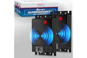 Nek World - Marderschreck 2er Set - Hochwirksame KFZ Marderabwehr mit Ultraschall - Marderschreck Auto, Dachboden, Haus, Garage - Anschluss an 12V Batterie, Motorraum - inkl. Kabelbinder für Montage