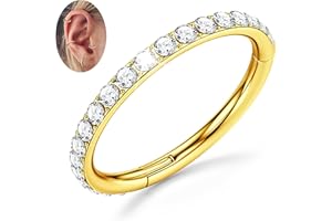 BodyBonita Nasenring Hoops - 316L Edelstah Nasenpiercings 20G/18G/16G CZ Conch Helix Piercings Schmuck Septum Piercing Knorpel Ohrring Rook Tragus Daith 6/7/8/9/10/11/12mm - Gold/Silber/Schwarz