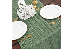 Teruntrue Käsetuch Tisch Läufer Salbei Grün Tisch Läufer, Rustikale Gaze Tisch Läufer Tischdekoration für Küche Hochzeit Urlaub Party(Salbei Grün, 300cm)