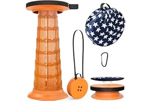 ‎ALEVMOOM ALEVMOOM Tragbarer klapphocker mit Kissen,Campinghocker faltbar,hocker,werkstatthocker,teleskophocker Faltbarer für Erwachsene, Tragfähigkeit 550lb mit Tasche Karabiner (Schwarz)