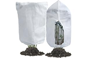 Huiguli 2 Pezzi Cappuccio Protezione Piante, 80 x 120cm Copertura Piante Inverno Porosità, Tessuto Non Tessuto per Piante con Coulisse e Cerniera, Telo Piante Inverno per Vaso, Palme, Ulivi, Bianco