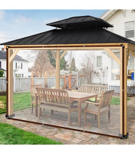 Telone Impermeabile Trasparente Con Occhielli, Materiale PVC Pieghevole Per Esterno, Impermeabile, Antistrappo E Antivento, Per Copertura Barca, Terrazza E Piante Da Giardino - Foto 7