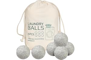 LINXIU 6 Stück Trocknerbälle Wolle für Wäschetrockner Trocknerbälle Daunen Natürlicher Weichspüler Waschbälle Reduziert Trocknungszeit und Falten