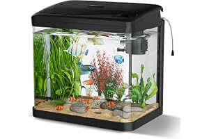 GuKKK 6L komplett akvarium, guldfiskakvarium, glasakvarium med LED-belysning, pump och filter, mikrolandskap, kontor, panoramaakvarier, bordsdekoration för kontor