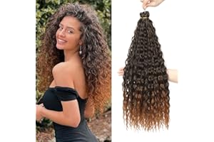 FANLUTYIN 22 Inch Curly Crochet Braiding Hair 3 Packs Ocean Wave Crochet Hair Extensions Deep Wave Synthetic Braiding Hair Curls Hair Twist Water Wave Braided Hair (1B/30#, 22 Inch 3 Packs)