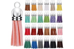 Abeillo 50 Pezzi Nappine Colorate, Mini Colorato Ciondolo di Nappe in Pelle Fai Da Te per Borsa Gioielli Artigianali, Fai Da Te Nappe Accessori Deco (3,8 cm/1,5 pollici, 25 colori)