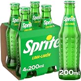 Sprite Lemon Lime, Low Calorie Soft Drink, Pack 4 Glass Bottles 200 ml | Refreshing drink lemon lime, natural aromas, without