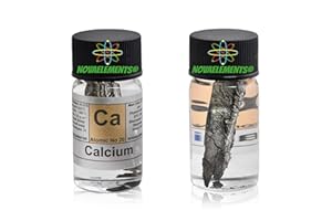 NOVAELEMENTS-COM Fútbol metal elemento 20 pellets, 99,8% 3 g en am de cristal – Calcium metal element 20 sample pellets, 3 g 99,8% de vidrio vial