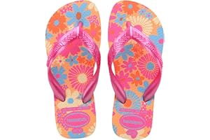 Havaianas - Kids Flores, Comfortable, Durable, and Fun Flip-Flops, Floral-Print Sole, Metallic Straps, and Non-Slip Sole, Girls