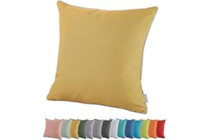 heimtexland ® Cuscino decorativo per esterni, effetto loto, resistente alle intemperie, resistente allo sporco e all'acqua, 45 x 45 cm, colore giallo senape