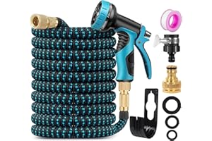ZHIHEHUI Garden Hose 75FT Garden Retractable Hose with 3/4", 1/2 Fitting and 16mm Universal Adapter Garden Hose with 10 Patterns of Water Spray Guns for Garden Garden Watering Car Washing Pet Bathing etc.