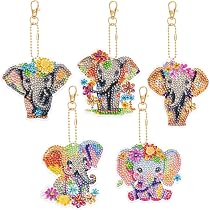 DeryArcle 5D Diamond Painting Portachiavi, Pittura Diamante Pendente Animali, Dinosaure Mosaico Creazione di Kit, Strass Decorativi Ciondolo per Artigianato (pittura diamante portachiavi