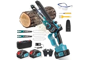 VIWKO Mini Chainsaw, 8000mAh Brushless Mini Chainsaw Cordless Compatible with Makita Batteries, Automatic Lubricator 1000W Battery Chainsaws, 6 Inch Small Electric Chain Saw with 3 Chains for Cut Wood Tree