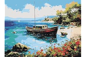 Viart Boat Paint by Numbers for Adults-Paint by Numbers for Adults Beach-Paint by Numbers on Canvas with Acrylic Pigment Kits Can Be Used Home Wall Decor as Present 12x16inch
