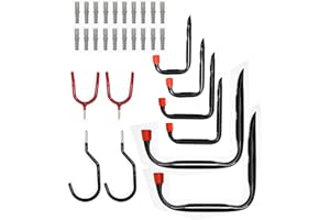 BRACKIT 10x Wall-Mounted Garage Hooks - 30pc Assortment Set for Home Use Hanging & Storing Tools Bikes Ladders Garden and Cleaning Equipment in Garages House