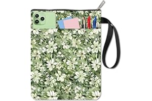 CRASPIRE Custodia per Libri con Motivo Floreale Verde e Acquerello con Cerniera e Tasca Frontale in Tessuto Lavabile con Fiori per La Protezione di Libri di Testo per Studenti Bibliotecari