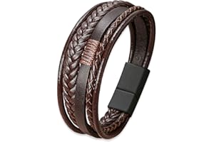 Mochity Armband Herren 21cm, Lederarmband Herren Schwarz Braun Blau, Herrenarmband Armbänder Für Herren Papa. Jungen, Leder Armband Herr Männer Geschenke Schmuck Herren