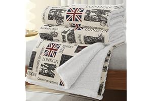 MANEMI Manta Sofa de Borrego, Doble Cara Franela y Sherpa, 100% Poliester, Suave y Caliente para Invierno, Cama, Sobrecama, Borreguito