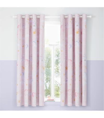 Happy Linen Company Tenda Oscurante Con Unicorni | Per Bambini, Rosa, 168x137 Cm, In 55% Poliestere E 45% Cotone, Set Con Stampa Principessa - 3