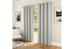 Enhanced Living Nightfall Eyelet Curtains - Thermal Grey Curtains for Bedroom - 66x90 inch (168x229 cm) - 230gsm, Supersoft, Energy Saving & Noise Reducing - 2 x Curtain Panels
