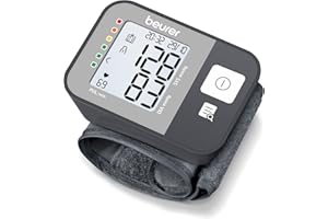 Beurer BC 27 Misuratore di pressione da polso con rilevamento aritmia, indicatore di rischio colorato, polso 14-19,5 cm, dispositivo medico, trasferimento dati a Apple Health