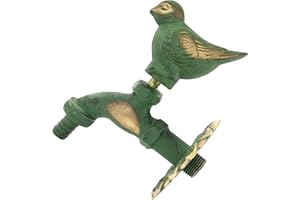 AERZETIX - C62130 - Wand-Spültischarmatur 1/2'' "Taube" spülbeckenhahn mit antikem retro-dekorationsgriff - brunnen ornament badezimmer vintage gartenarmatur - aus grünem altmessing