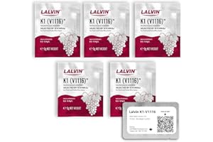 Lalvin K1-V1116 Weinhefe (5 Pack) - Hefe für Met - Machen Sie Wein Met Apfelwein Kombucha zu Hause - 5 g Beutel - Saccharomyces cerevisiae - Verkauft von CAPYBARA Distributors Inc.