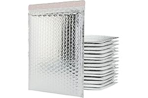 M7 PACKAGING Bubble Mailers 100 Pack, Metallic Foil Bubble Mailer Waterproof Self Seal Shipping Gold Silver Black or Pink, Padded Envelopes for Mailing Packaging (Silver, 140x175mm)
