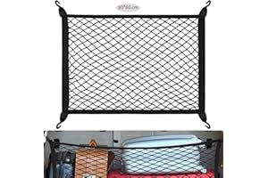 Zocipro Cargo Net, Adjustable Elastic Car Boot Net 80x60cm, Single-layer Luggage Fixed Net with 4 Hooks, Universal Nylon Mesh Organizer Net for Car Boot Vehicle Van SUV (Black)