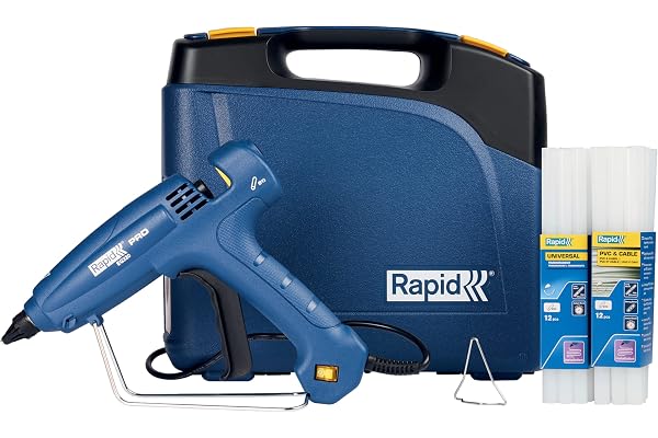 Rapid EG320 - Pistolet à Colle Chaude Professionnel, 11-12 mm, Débit de Colle 1000 g/heure, Température Autorégulée 195°C, Buse Interchangeable, Câble de 1,75 m, Coffret Premium (5001480)