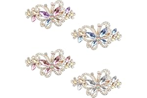 Eozighi 4 Piezas Pinzas de Pelo de Mariposa de Cristal Francés Barrettes Elegantes Pasadores Vintage Metal Clips de Pelo de Diamantes Pelo Retro Flor Pinzas para Mujeres Chicas Niñas Niños