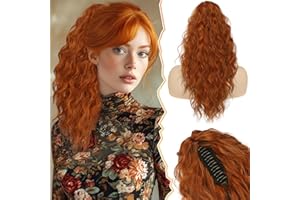 BARSDAR Copper Ponytail Extension, 18 Inch Claw Clip Ponytail Hair Extensions Long Wavy Multi Layered Synthetic Fake Clip in Pony Tails Hairpieces for Women Girls Daily Party- Ginger Copper