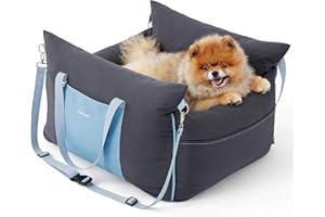 LE SURE Lesure Dog Car Seat for Medium Dog - Waterproof Dog Booster Seat for Car with Storage Pockets, Clip-On Safety Leash and Memory Foam Filling, Small Pets Travel Carrier Bed, 58x56x33cm, Tornado