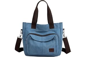 ZHIERNA Damen Canvas Handtasche, Hobo Schultertasche Casual Crossbody Umhängetasche Tote Bag mit Mehreren Fächern Vintage Stil für Arbeit, Reisen oder Universität