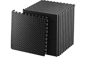 VISTA SPORTS Exercise Foam Mat - Anti fatigue Protective Interlocking Puzzle EVA Floor Tiles with Edges - Gym Flooring Mats - Non slip Rubber Cushion for Underlay (Black, 8 Tiles (32 Square Feet))
