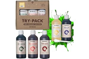 Biobizz Trypack Indoor Set bestehend aus Bloom, Grow und Top Max - inklusive Bio-Up und Bio-Down 250ml