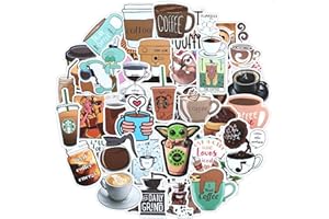 AIRNOGO Caffe Adesivi 50 pcs Aesthetic Stickers Coinvolgente Caffe Stile Romantico Vinile Impermeabili Decals Bellissimi Stickers per Chitarra Journal Tazze Cellulare Scrapbooking Laptop Valigia Borracce ecc