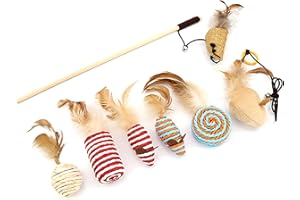 Yuning Katzenspielzeug, interaktiv, 7-teiliges Spielzeugset für Katzen, Haustiere, interaktives Spielzeug, austauschbar mit Federn, Katzenspielzeug, lustiges Geschenk für Katzen, Kätzchen, Kätzchen