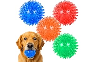Greacesrio 4 Pack Squeaky Dog Ball Toys, Dogs Chew Spiky Ball, balles couinantes pour Chiens, Jouet de Piscine pour Chien Flottant, Jouets à mâcher de Chien pour l’Ennui