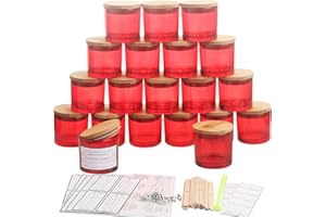 MILIVIXAY Confezione da 20 barattoli per candele in vetro rosso da 113,4 g, con coperchio e kit per la creazione di candele, piccoli barattoli vuoti per candele – contenitori per spezie e polvere.