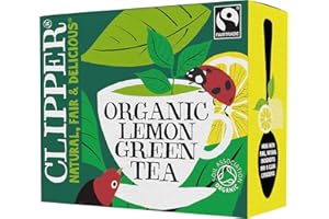 CLIPPER NATURAL, FAIR & DELICIOUS Clipper Organic Lemon Green Tea Bags | 80 Teabags for Home or Office | Pure, Eco-Conscious, Fair Trade Green Tea with Lemon | Natural, Unbleached, Plant-Based & Biodegradable Bags