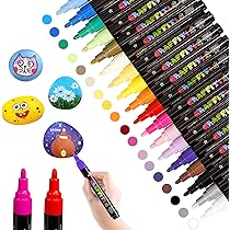 Set 18 Pennarelli Acrilici Emooqi - Permanenti Per Tessuto, Vetro, Pietra - Inclusi Argento E Oro