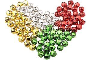 HUASUN Navidad Cascabeles 100pcs 13mm Cascabeles Coloridos Usado para Decoración Navideña DIY Guirnalda Gatos Cascabeles Paquete de Regalo Decoración de Festivales Navidad Regalo (Multicolor)
