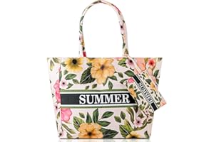 Victse Borsa da Spiaggia Donna, Grande Borsa Mare per Donna Borsa da Viaggio, Borsa in Tela con Cerniera per Spiaggia, Viaggio, Piscina, Shopping