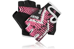 MARIB Cycling Gloves for Kids Half Finger Gloves for Children Bicycle Outdoor, Gym Gloves for Junior Toddler Boys Girls for Riding Biking Sports Gloves are Non-Slip, Colors in Blue Pink Green Red Yellow, Youth Age 2-10