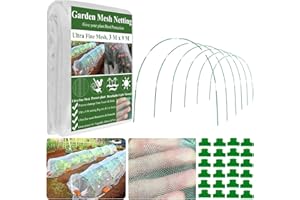 WYRJXYB Garden Mesh Netting Hoops Kit,3 x 9M Ultra Fine Netting & 6 Sets Fiberglass Garden Hoops & 24 clip-Greenhouse Hoop Kit for Raised Bed Row Cover Plants Fruit Birds Animal Barrier Protection Net