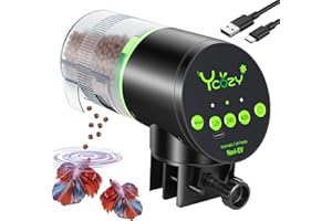Ycozy Akwarium Automatyczny Karmnik dla Ryb, Dozownik Karmy dla Ryb, Może Być ładowany Przez USB, Odpowiedni dla Ryb Odporny na Wilgoć Karmnik do Akwarium Karmnik dla Ryb z Pomiarem Czasu, Navi-EV