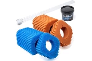 VIALIA Wartungspaket für Oase FiltoClear 30000, Ersatzteil Set, 5X Blaue und 4X rote Filterschwämme, Filterstarter, 55W UVC-Lampe gegen Keime und Algen