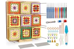 ZPPLD Tablero Bloqueo Granny Square,30x30cm Tabla Bloqueo Ganchillo Grande,Kit Bloqueo Crochet,Juego 72pcs Principiantes,Tablero Bloqueo Crochet Madera Con 20 Alfileres Para Proyectos Tejido Croche (1)